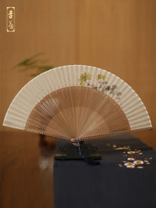 New Chinese Style Silk Gradient Portable Womens Fan Bamboo Frame Hand-Painted Summer 2020 Handmade Traditional Hanfu Accessory