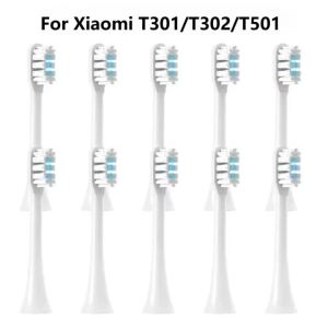 10 Chiếc Đầu Bàn Chải Đánh Răng Thay Thế Cho MIJIA T301/T302/T501 Sonic Bàn Chải Đánh Răng Điện DuPont Lông Nhựa Mật Độ Cao + Đầu Phun Dupont