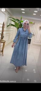 Gamis Jeans Snow Wash Terbaru 2023 / Dress Denim Wanita Maksi