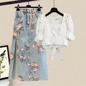 YNY | Youthful Fashionable Small Flower Short Sleeve Shirt Skirt