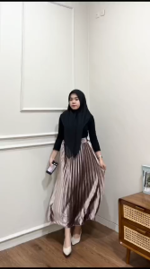 Rok plisket bludru lebar dan panjang 2025 velvet premium