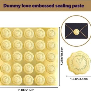 YOUTANG Gold Love Heart Sticker for Gift Packaging and Decoration Gold Heart-Shaped Embossed Envelope Sticker Commemorative Party Invitation Card Matte Decorative Sticker Convex Embossed Sealing Paste