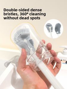 Portable Travel Kit Baby Bottle Brush Set Silicone Cleaning Tool for Feeding Bottles Compact Storage Box for Infant Supplies