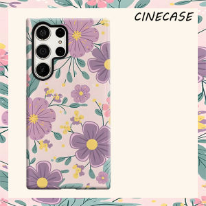 purple pink floral leaf For Samsung Galaxy S26 S25 S24 A56 A36 Dual Layer Luxury Fashion Full Lens Protective Case