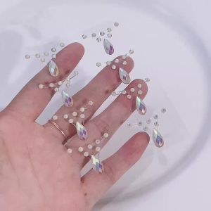 1Pcs 3D Halloween Luminous Face Tattoo Stickers Glowing-In-Dark Dot Teardrop Chain Rhinestone Sticker Party Stage Makeup Decor N
