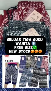 Seluar Tiga Suku Wanita Pinggang Getah + Tali Poket Sisi #523/723