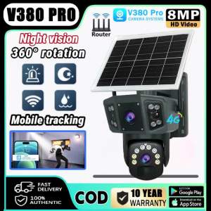 V380 Pro 4G SIM Solar CCTV Camera Outdoor Waterproof No WIFI Needed Surveillance Color Night Vision Two-Way Voice IP Security Cameras