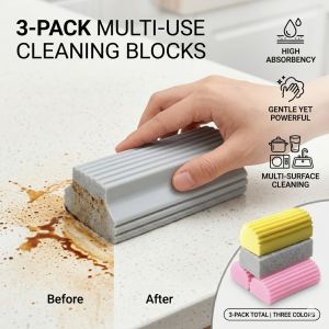 XMSJ | High Density Reusable Damp Duster Grooved Sponge Magic Cleaning Eraser Baseboard Window Blind Car Vent Kitchen Dishwashing Tool
