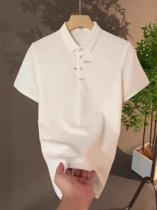 Áo Thun Nam Mùa Hè Thời Trang Ôm Vừa Vặn Cổ Polo Thêu Họa Tiết Thường Ngày Đa Năng Chất Liệu Polyester Cotton Polyester Co Giãn