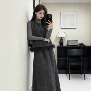 XUECAIQI | High Neck Layered Styling Sweater Vest and Skirt 3-Piece Set