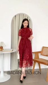 Dres Anna-82 Brukat Mutiara Import Premium Lapis Furing Size L-XL Realpict Bonus Tali Pinggang