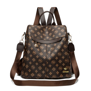 Miqi Kangaroo Genuine Leather Double Shoulder Bag Womens Fashion Casual Simple Versatile Trendy Backpack Summer 2025