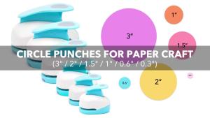 Circle Paper Hole Puncher Cutter Tool Set 0.3"/0.6"/1"/1.5"/2"/3" Lever Action Craft Punches for Paper Crafting Scrapbooking