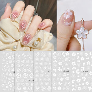 VEDO💕COD Stiker Kuku Nail Art Stiker Kuku Tempel Tahan Air Stiker Manikur Bunga Kecil Stiker Kuku Aesthetic Gadis Hati Stiker Kuku Bunga Sakura Putih