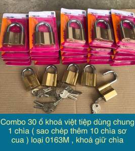 Combo 30 ổ khoá việt tiệp dùng chung 1 chìa ( sao chép thêm 10 chìa sơ cua ) loại 0163M khoá giữ chìa