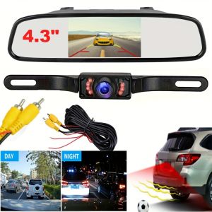 [Mirror MonitorLicense Plate Backup Camera Kit] 4.3 Mirror Adjustable License Plate for Pickup Minivan Lorry Safty Driving