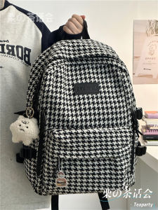 Retro Plaid Large Capacity Backpack Womens Travel Shoulder Bag Student Bookbag School Bag Casual Scenarios Double Layered