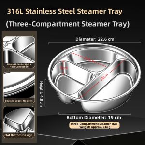 AKL | Multifunctional Segmented Stainless Steel Steaming Tray 316L