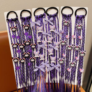 Kulomi วิกผมถักเปียเด็ก Sweet Cool Girl มวยถักเปียผมหางม้าสูง headstrings สาวผมเชือกผ้าโพกศีรษะ