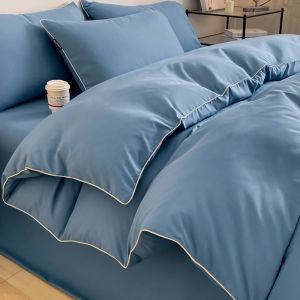 Affordable Luxury Style Fancy Washed Cotton Four-Piece Set Pure Color Duvet Cover Bed Sheets Three-Piece Set Non-Cotton Cotton Bedding