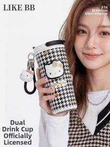 LIKE BB | Cute Design Thermal Mug Dual Drinking Straw Portable Cup
