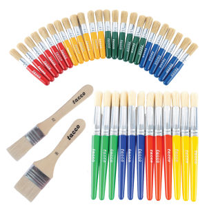 Hand-Painted Brush Painting Tools Kindergarten Brush Hog Bristle round Head Brush Set of 12 24 Board Brushes for Drawing