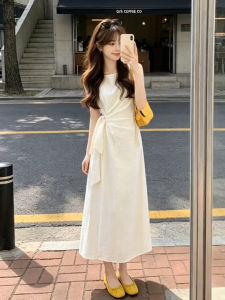 ZHENMANZI | Elegant White Sleeveless Dress For Summer Waist Slimming Long Dress