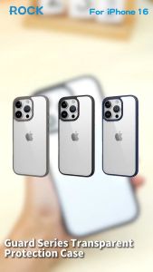 ROCK เคสไอโฟน เคสใส จะไม่เปลี่ยนเป็นสีเหลือง For iPhone 16 Pro Max/iPhone 16 Pro/iPhone 16 Plus/16 ป้องกันถุงลมนิรภัย