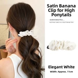 DAISY DREAM | Satin Wrinkle Korean Banana Clip Anti-Slip Hair Fastener
