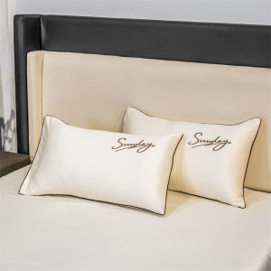 New 2025 Ice Silk Pillowcase Pair 48x74 Summer Home Use Pillowcase Single Embroidered Pillow Core Inner Case Universal Polyester