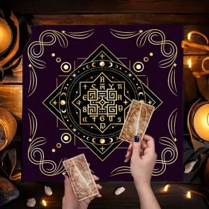 VIKAMA Moon Phase Pentagram Magic Rune Altar Vải Chống Thấm Nước Tarot Card Khăn Trải Bàn Để Bói Toán Chiêm Tinh Học Trang Trí Máy Giặt Được Polyester Vuông