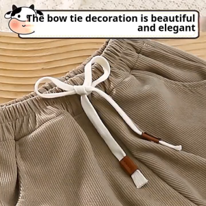 Childrens corduroy pants boys and girls trendy sports trousers kids solid color casual pants baby ties trousers