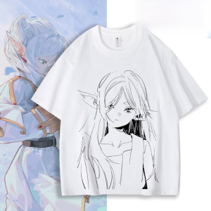 Fu Lillian Anime Peripheral Two-Dimensional Summer Short-Sleeved T-shirt for Men and Women Loose Plus Size Pure Cotton Top Clothes