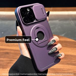 DAIMANG | Apple 16 17 15 Pro Max 14 Plus 13 Pro Full Cover Anti-Fall Frosted Rotatable Stand Magnetic Absorption Phone Case Unique And Good Looking