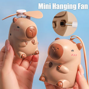 USB Mini Capybara Fan Mini Cartoon Bladeless Neck Hanging Fan Portable Summer Handheld Fan With Lanyard USB Type C Small Fans
