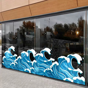 Sea Wave Decor Static Decal Glass Sticker