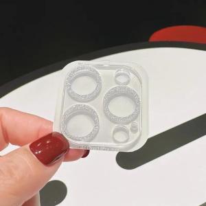 Luxury Glitter Diamond Camera Lens Glass Film For iPhone 14 Plus 15 13 12 Mini 11 17 16 Pro Max Clear Lens Protection Ring Cover