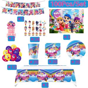 Hasbro | True Rainbow Kingdoms Birthday Party Decoration Kit with Tablecloth Banner Cake Toppers Backdrop Balloons for Kids Baby Shower