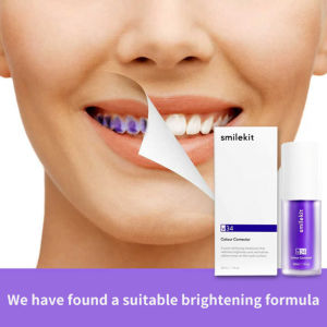 Smilekit V34 Whitening Toothpaste Clean Oral Removes Yellow Remove Dental Plaque Sensitive Teeth Clean Oral Purple Toothpaste 30ml