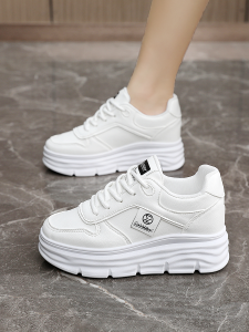 Invisible 7cm Heightening White Sneakers Womens High Heels for Skirts Thick Bottom Casual Shoes Genuine Leather Versatile Small Size Sports Shoes
