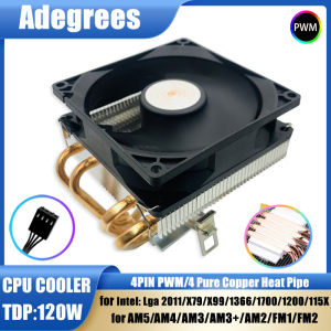 CPU Air-cooled Cooler 4 Heat Pipe 90mm 4pin PWM Processor Radiator For Intel LGA 115X 1700 2011 X99 1200 AM3 AM4 AM5 Ventilador