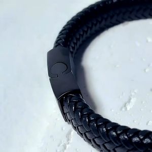 HITAM GELANG KULIT KEPANG GELANG PERHIASAN PRIA GELANG GESPER MAGNETIK - G-KULITKEPANG