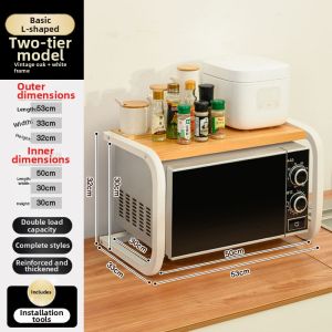 Kitchen Microwave Oven Rice Cooker Storage Rack Dual Layers
