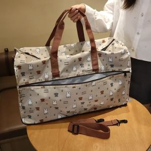 Kawaii Miffy Cute Printed Foldable Portable Large Capacity Storage Bag Handheld Single Shoulder Luggage Bag Travel Bag Gift Toy
