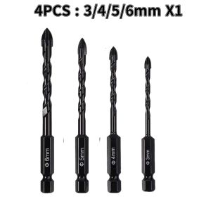 3/4/7PCS Drill Bit Set Glass Concrete Drill Bit Set Masonry Drill Bits for Brick Plastic and Wood Hex Shank Tip Drilling Tools