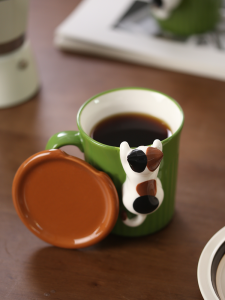 Cute 3D Cat Mug PiaJi Warm Companion with a Cup of Coffee Ceramic Vintage Style Water Cup with Lid Animal Pattern Hand-Painted