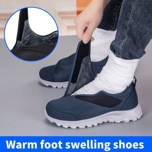 Warm Men or women diabetes foot shoes suitable for gout foot swelling wide foot toe valgus breathable anti-skid light elderly walking shoes