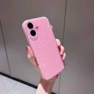 Pink Cute Glitter Sparkly Case Cover For iPhone 16 Pro Max 15 Plus 14 13 12 11 X XS XR SE 2022 2020 Women Girl Phone Accessories