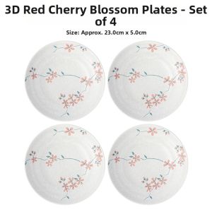 Mino Yaki | Home Use Japanese Cherry Blossom Embossed Ceramic Plate 20CM