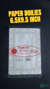(isi 100 pcs) Paper Doyleys 6.5" x 9.5" Inch Kertas Doilies 165 x 24 cm Alas Brownies M Renda Persegi Panjang Rectangle White Dragon Pack